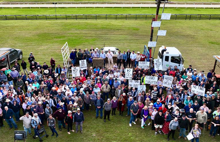 ‘We won’t be forgotten’: Kempsey rally calls out flood recovery delays