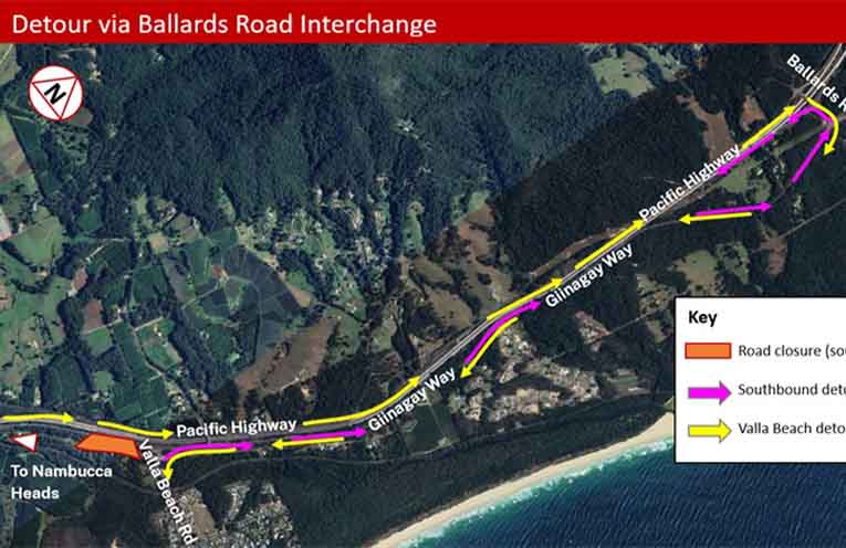 Changed traffic conditions on Giinagay Way at Valla