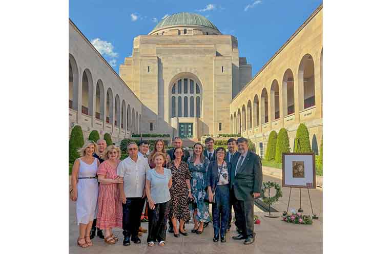 The family of Private Victor Harold Pride gather in Canberra for a moving Last Post Ceremony. His nephew, Keith Buckley, is pictured centre rear. Photo: supplied.