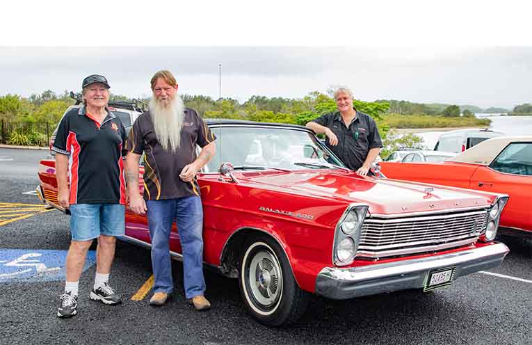 Brian Dwyer, Robert Nicholls and Sue Copeland with an amazing 1965 Galaxie Convertible.