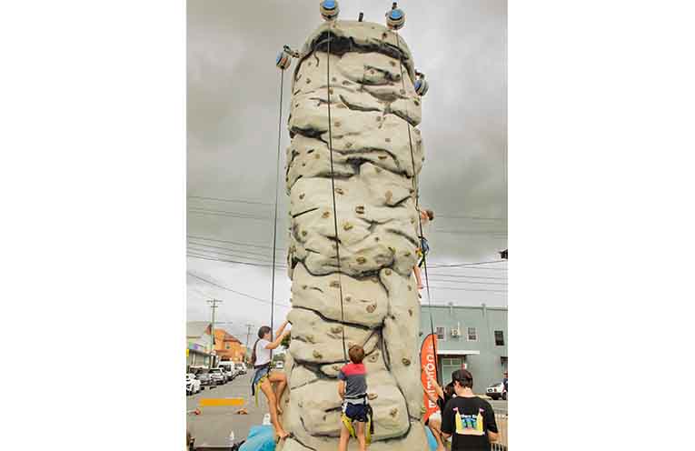 Children enjoyed the climbing wall. Photo: Mick Birtles.