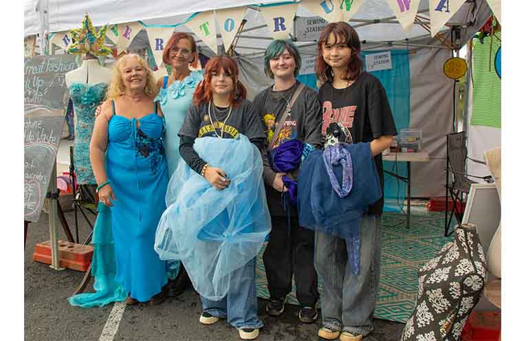 Zenzi Grace and Zella Young, creators of The Great Fashion Stitch Up, are pictured with Cole Tucker, Elise McCabe and Sophia Luxton. Photo: Mick Birtles.