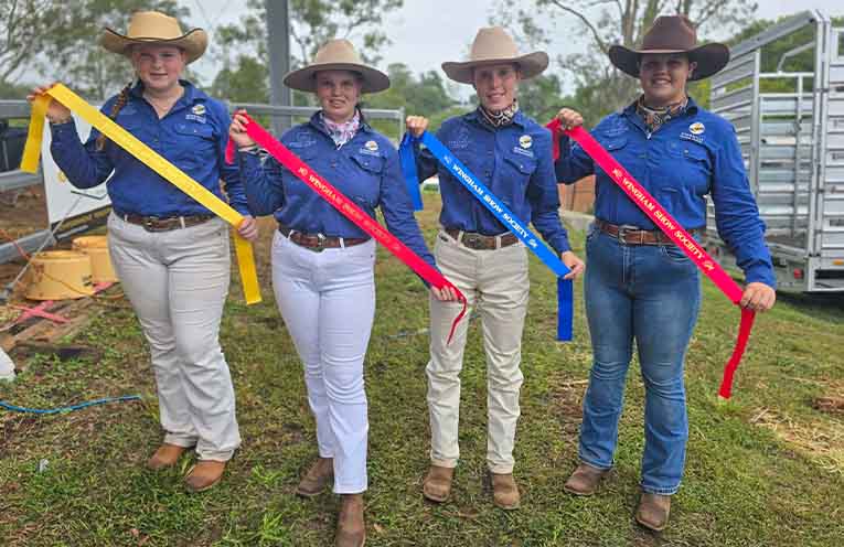 Bowraville Central School’s Cattle Team performed superbly at the recent Wingham Show: Amarli Whit, Lailana Heather, Lily Kennedy and Thea Heather. Photo: supplied.