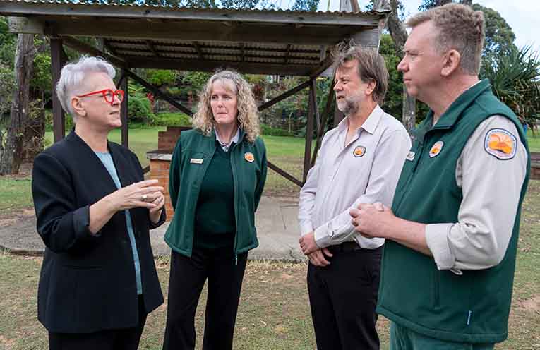 Environment Minister Penny Sharpe with representatives of the National Parks and Wildlife Service.