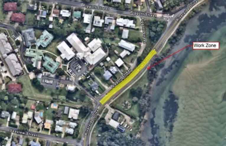 Landslip remediation works on Riverside Drive at Nambucca Heads