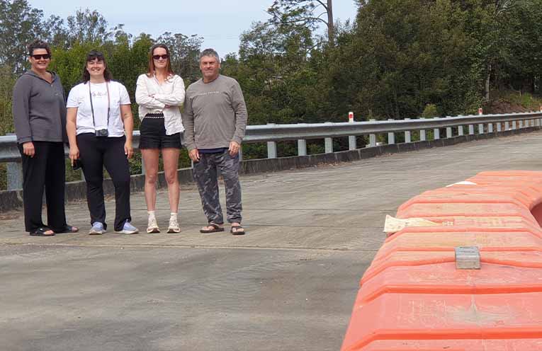 The Wormo family of Missabotti: Nelly, Abby, Charlotte and Colin at Johns Bridge, August 2026. Photo: Sharon Jane.