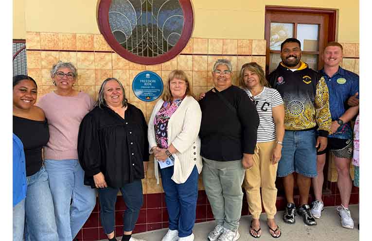 Community members gathered at Bowraville Theatre on Monday 24 August to celebrate the unveiling of the blue plaque and honour the original freedom riders of 1965. Photo: NVC.