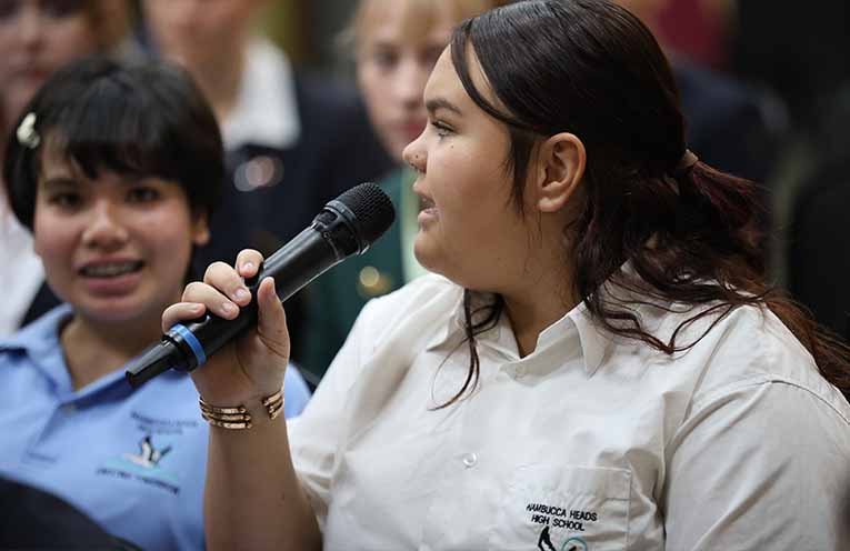 Winner of the public speaking competition, Sienna McGinty. Photo: Dave Smith, NSW Parliament.