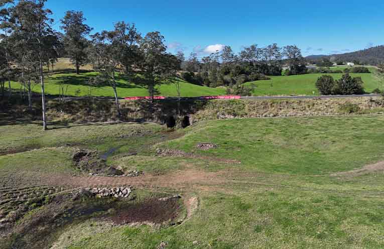 A good glimpse at the deteriorated steel culverts beneath Boat Harbour Road, at Sauls Dairy. Council’s project will replace the culverts and repair the road. Photos: NVC.