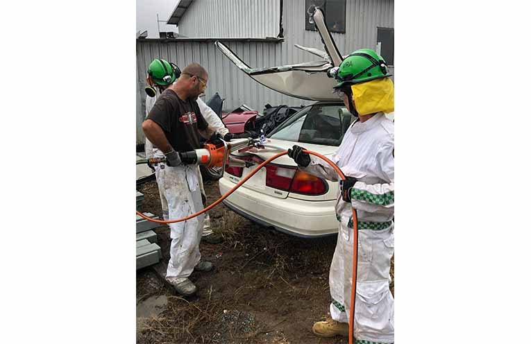 Nambucca District Rescue Squad members during hands-on drills.