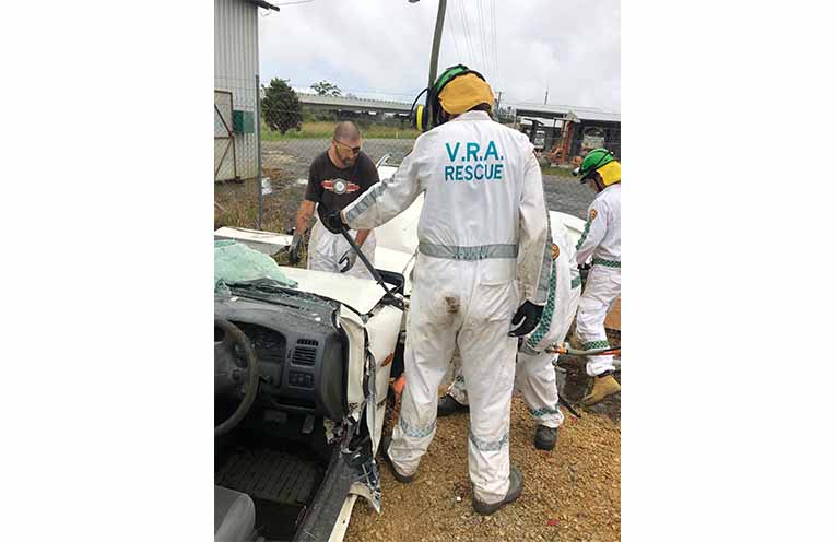 Nambucca District Rescue Squad members during hands-on drills.