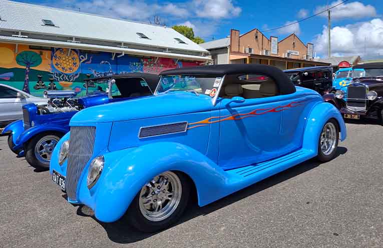 Hot Rods in front of Bowraville HealthOne. Photo: Zephyr Colman.