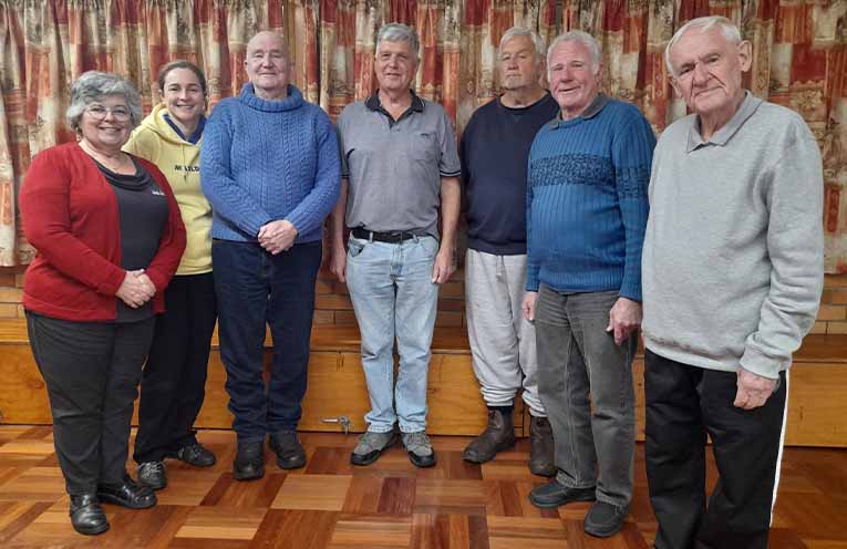 The new Nambucca District Band committee comprises, from left, Joanne Waller, Jemma Burtonwood, Nash Raymond, Ian Flarrety, Brian Finlayson, Dave Geeson and Doug Smith. Photo: Supplied.