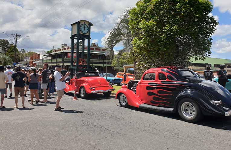 Red rods in High Street, Bowraville. Photo: Sharon Jane.