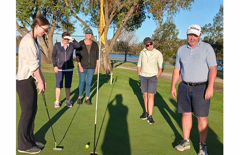 Class is in: Tegan Barends, Caz McPherson, Cindy Marsh, Gleny Perri and coach Grant Rickwood.